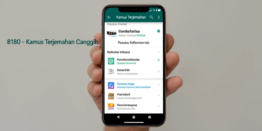 Tampilan antarmuka pengguna aplikasi Kamus Terjemahan 8180.