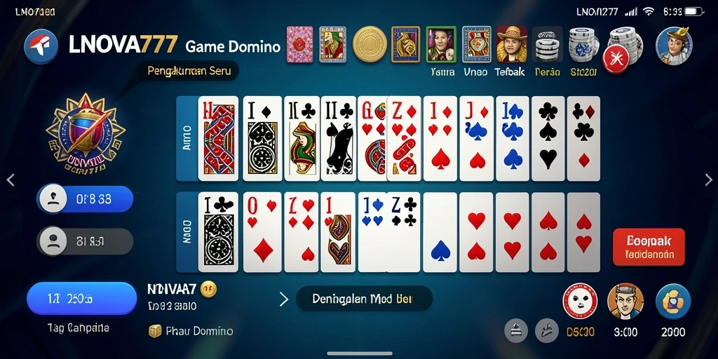 Tampilan antarmuka LNOVA777 yang menarik dan intuitif untuk permainan Domino.