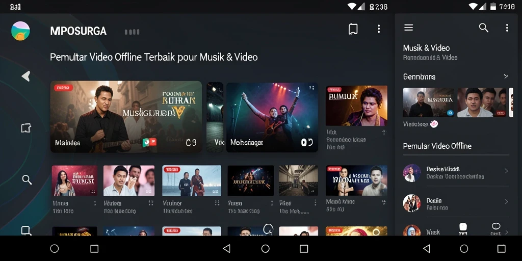 Antarmuka aplikasi MPOSURGA yang sederhana dan mudah digunakan untuk Pemutar Video Offline.