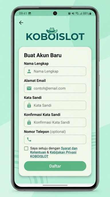 Tampilan halaman daftar koboislot