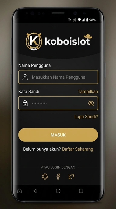 Tampilan halaman login koboislot