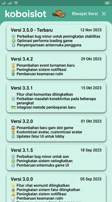 Tampilan riwayat versi koboislot